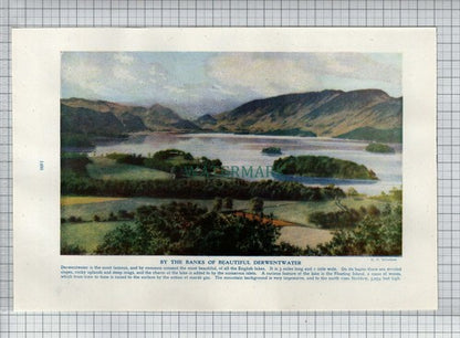 (6808) Polperro Cornwall / Derwentwater - c.1950s Dbl/Sided Book Print