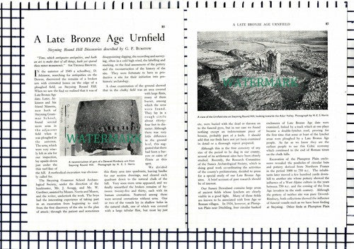 (8106) D Atkinson Steyning Round Hill Sussex Bronze Age Urnfield  - 1950 Article