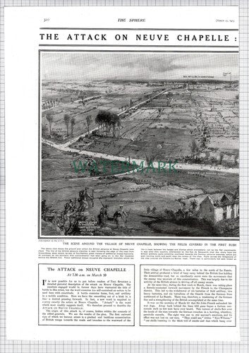 The Attack On Neuve Chapelle 2nd Middlesex Royal Irish WW1 War - 1915 Article