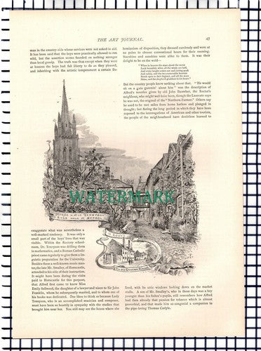 Lord Tennyson Childhood Somersby   ~ 1891   12-Side Article
