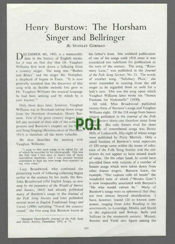 (5625) Henry Burstow Horsham Singer & Bellringer Stanley Godman - 1954