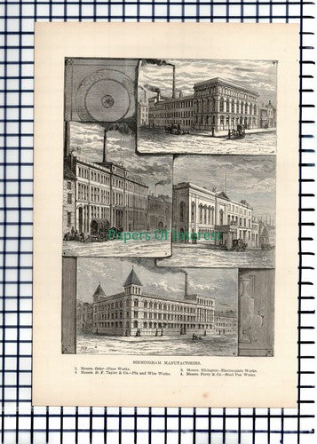 (6432) Birmingham Manufacturers Factories Osler Elkington Perry - 1891 Cutting