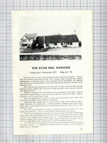Star Inn Harome / The Stirrup Staxton Scarborough Price-Stevens - 1970s Advert