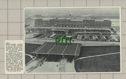 Orly Airport Paris France  - 1961 Cutting