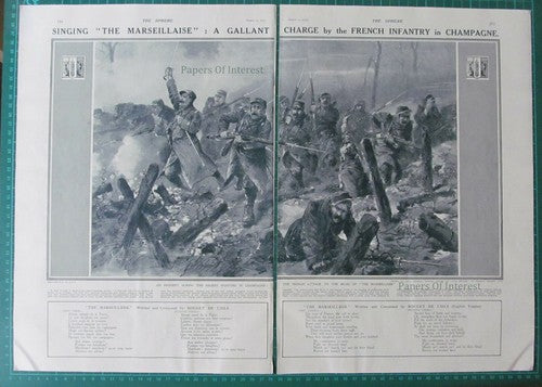 France National Anthem Champagne THE MARSEILLAISE  World War One - 1915 Article