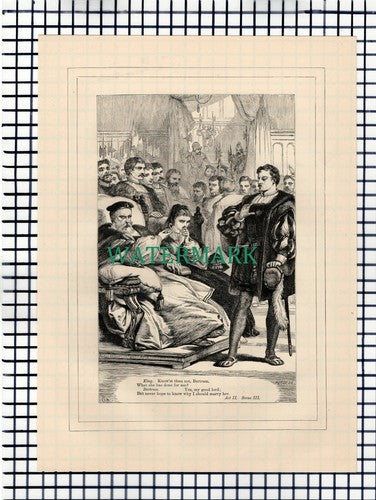 X1617) All's Well That Ends Well  Bertra King   - c.1880 Shakespeare Book Print