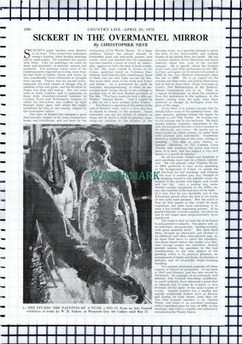 X1677) Walter Sickert Artist - 1978 Article
