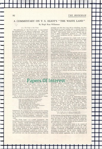 X1384) T S Elliot The Waste Land Commentary  -  1932 Article