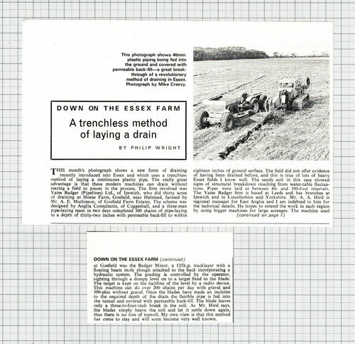 Home farm Gosfield Halstead Yates Badger Pipelines Mathieson 1971 2-Part Cutting