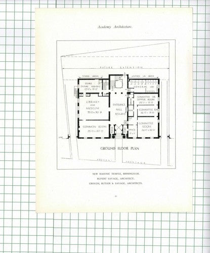New Masonic Temple Birmingham Rupert Savage -  1926 Book Prints / Clipping