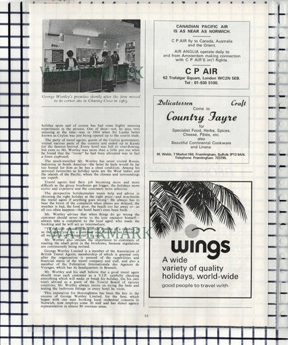 (137) George Wortley Limited Travel Agency Norwich Denise Hope - 1973 Article