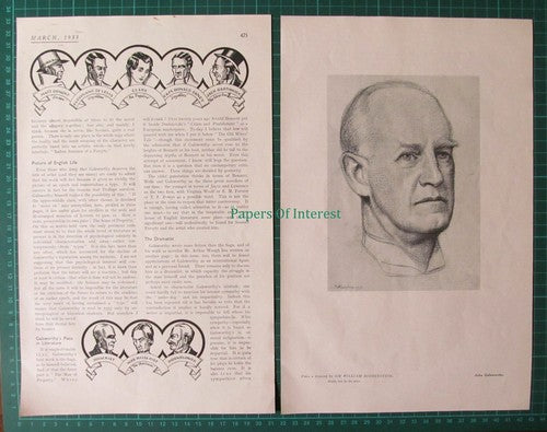 X1203) John Galsworthy Author   - 1933 Article