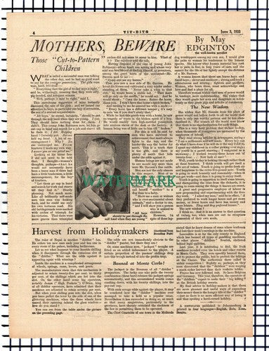 X1498) Diddler Machines Gambling  - 1933 Article
