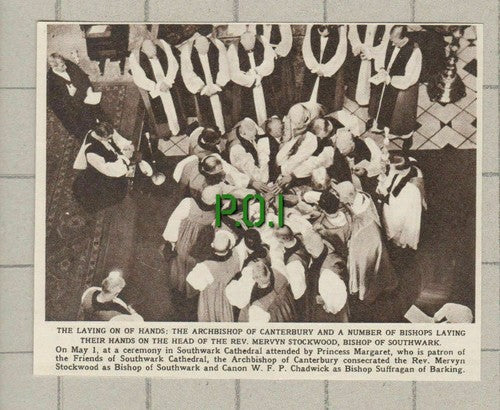 Rev Mervyn Stockwood Bishop of Southwark  Canon W F P Chadwick  - 1959 Clipping