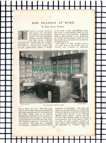 (8282) Miss Braddon At Richmond Home Author Novelist  - c.1900 Article