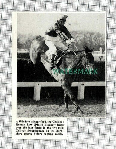 C199) Lord Chelsea College Steeplechase Roman Law Horse Philip Blacker 1972