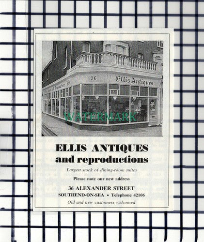 C7290) Ellis Antiques Alexander Street Southend Essex SMALL Advert -1971 Cutting