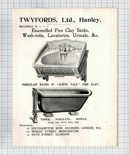 G Woolliscroft & Son Ltd / Twyfords Ltd Hanley Staffordshire -  1898  Advert