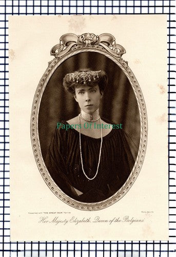 X1308) Her Majesty Elizabeth Queen Of The Belgians - c.1918 Print