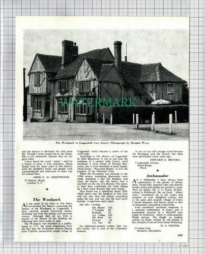 (6567) The Woolpack Inn Coggeshall Essex Edward Brooks Ilford- 1969 Cutting