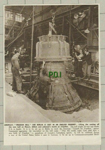 America's Freedom Bell Berlin Messrs Gillett & Johnston Croydon - 1950 Cutting
