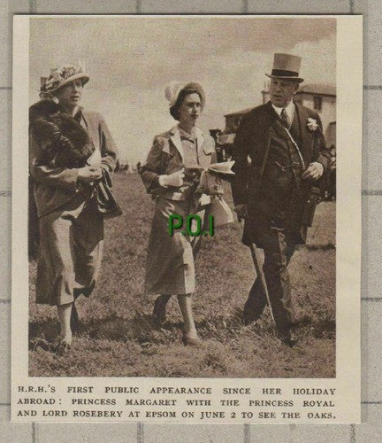 (C517) Princess Margaret & Lord Rosebery Epsom The Oaks - 1949 Cutting