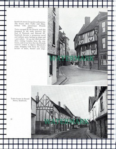 (7722) Sandwich Kent / St Bartholomew's Hospital  - 1957 Book Print