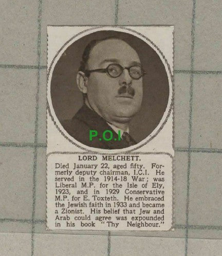 C1972) Lord Melchett ICI Isle of Ely MP Obituary - 1949 Clip SMALL!!
