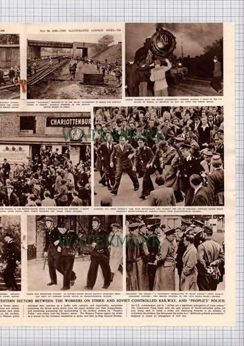 Berlin Germany  Railway Strike   - 1949 Pullout Print
