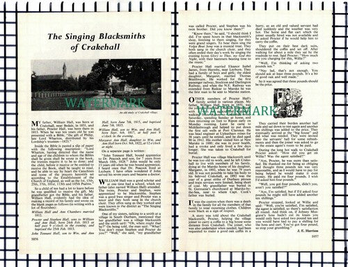 (7541) Crakehall Yorkshire William Hall Procter Blacksmith - 1971 Small Article