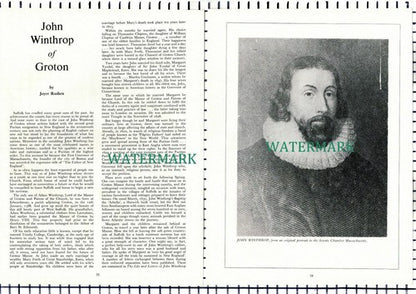 (8093) John Winthrop Of Groton Suffolk - 1973 Article