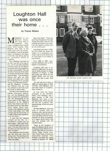 The Maitland Family Loughton Hall Essex Peter Maitland -  1985 Cutting