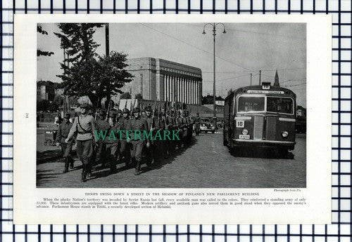 (8049) Finland Parliament Building Finnish Troops   - 1940 Book Print