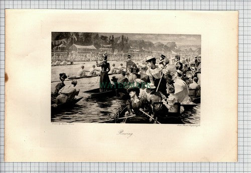ROWING Lucien Davis Edwardian Boating Scene - 1898 Print