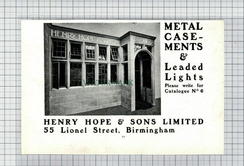 C7575) Henry Hope & Sons Lionel Street Birmingham Advert - 1906 Book Print