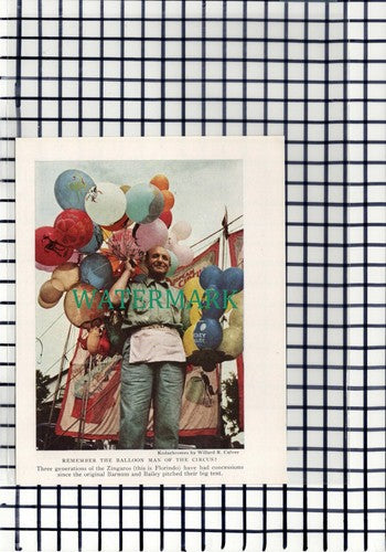 C7160) Zingaros Florindo Circus Balloon Man  - 1940 Cutting