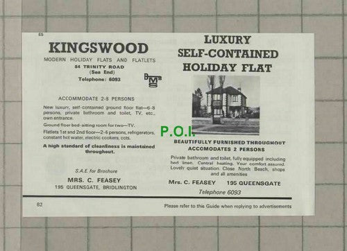 C2003) Kingswood Holiday Flats Bridlington Mrs C Feasey - 1973 Clip