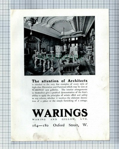 (7125) HH Martyn & Co Cheltenham / Warings Waring And Gillow Advert  1906 Print