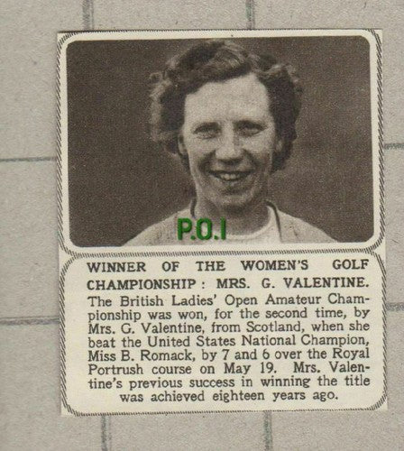 (5390) Mrs G Valentine Women's Golf Champion - 1955 SMALL Clip
