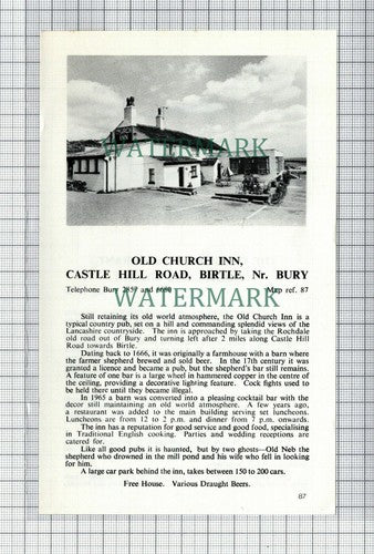 C7564) Old Church Inn Birtle / Olde Ship Restaurant Pilling - 1970s Cutting