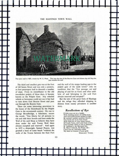 Hastings Sussex Town Wall   - 1955 Article / Print