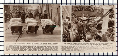 C6118) Docker's Strike Albert Docks Victoria Docks London Army ~ 1945 Cutting