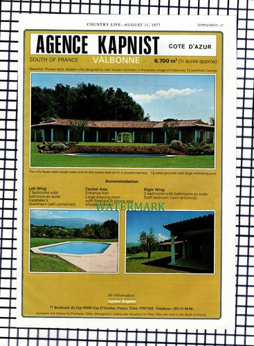 X1482) Valbonne France Agence Kapnist Sale Advert -1977 Cutting