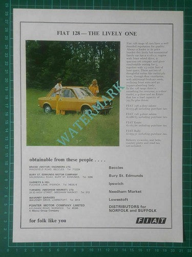 (5640) Fiat 128 ADVERT Paper Cutting  - 1973