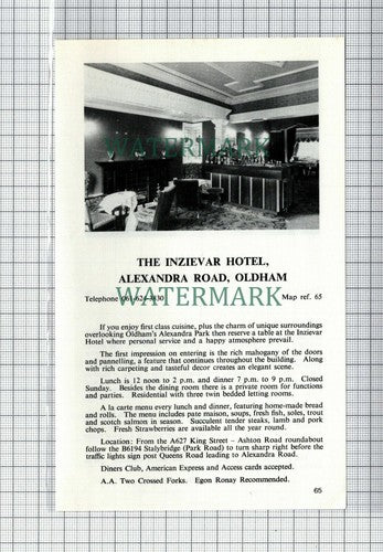 C7559) Inzievar Hotel Oldham / Jolly Waggoners Bury  - 1970s Cutting
