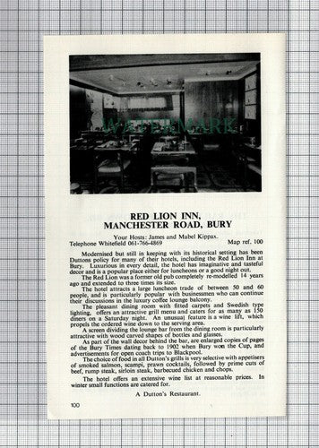 C7514) Red Lion Inn Bury Kippax The Railway Bromley Cross Bolton - 1970s Cutting