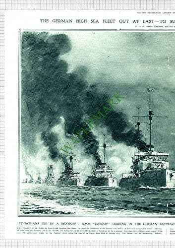 HMS CARDIFF Ship German Surrender Seydlitz Moltke Hindenburg -1918 Pullout Print
