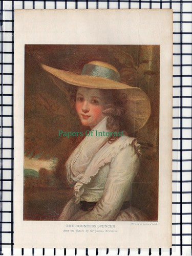 C5826) The Countess Spencer Sir Joshua Reynolds - c.1901 Cutting