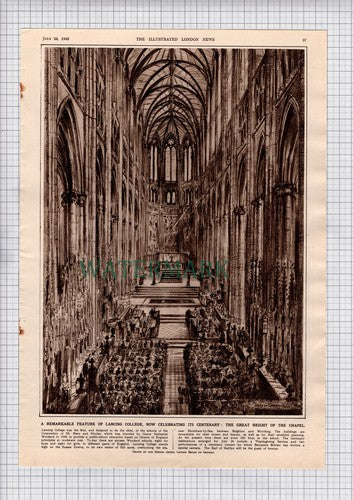 Lancing College Centenary Picture Article Bryan de Grineau - 1948 Article