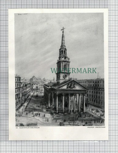 (8503) St Martin's In The Fields London Frances Macdonald c.1948 Print / Cutting